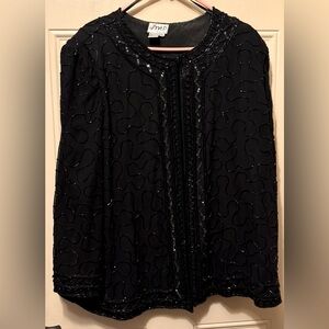 JMD New York Black Beaded Dressy Jacket Size 3X